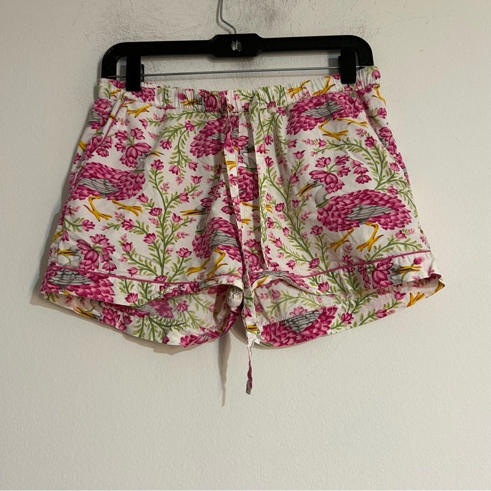 Printfresh Queen Lotus in Pink Cloud Pajama Shorts Size XS Bird Floral